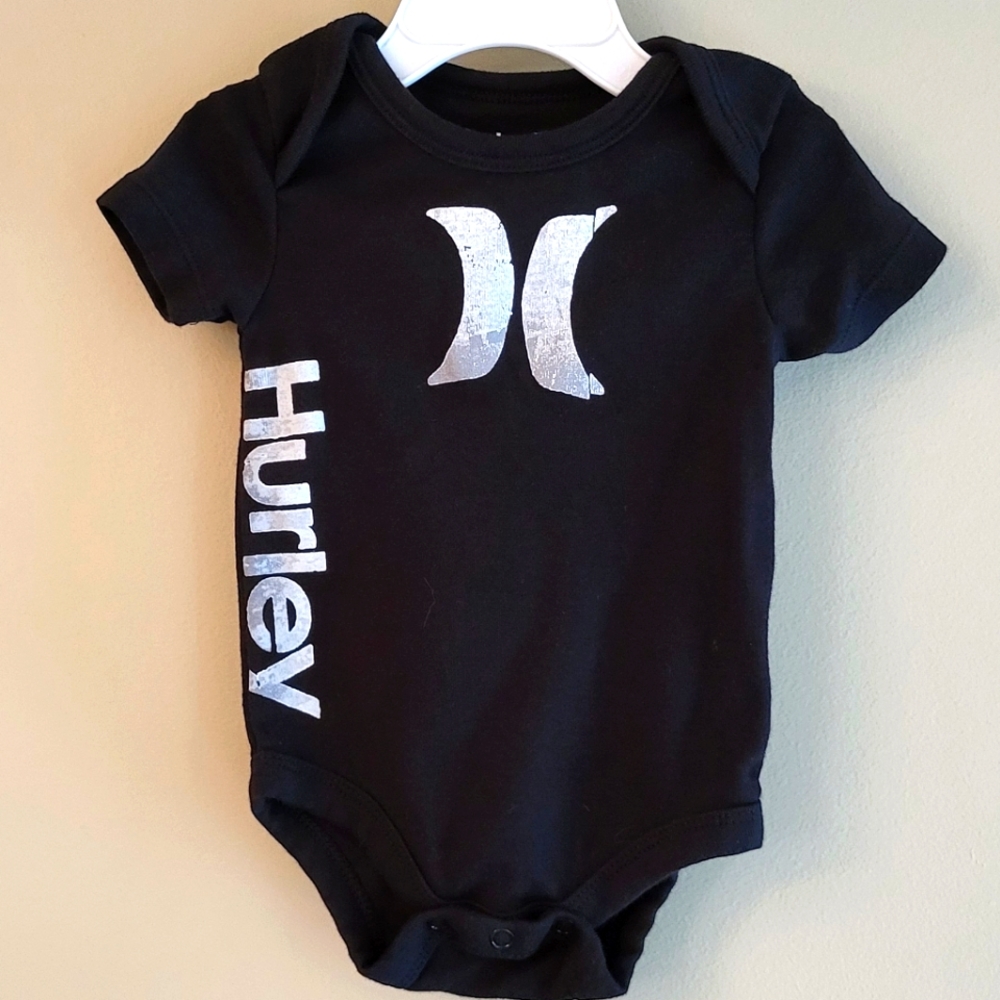 Hurley black short sleeved onesie/bodysuit